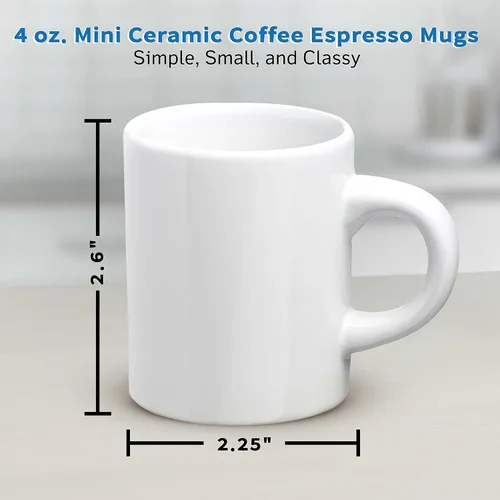Miniatura 5 de DISCOUNT PROMOS Juego de 10 mini tazas de cerámica, 4 oz. - Gres, café, duradero, mango en C, color blanco