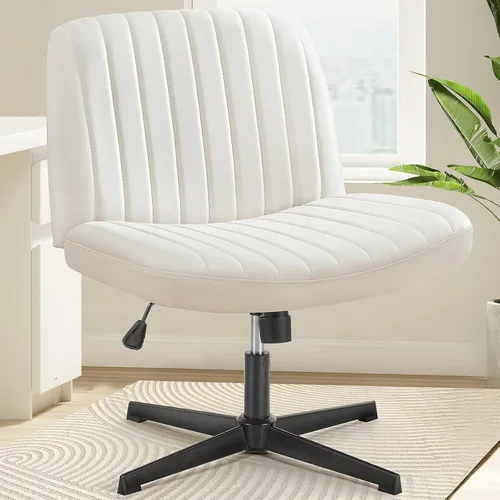 Miniatura 21 de OLIXIS Silla Criss Cross con Ruedas Silla de Escritorio de Oficina y Tocador con Patas Cruzadas Anchas Silla de Tela Cómoda Sin Brazos Ajustable