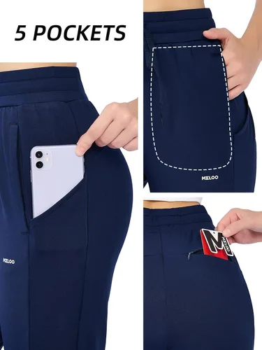 Miniatura 5 de MELOO Pantalones con forro polar para mujer pantalones deportivos resistentes al agua cintura alta pantalones térmicos para invierno senderismo