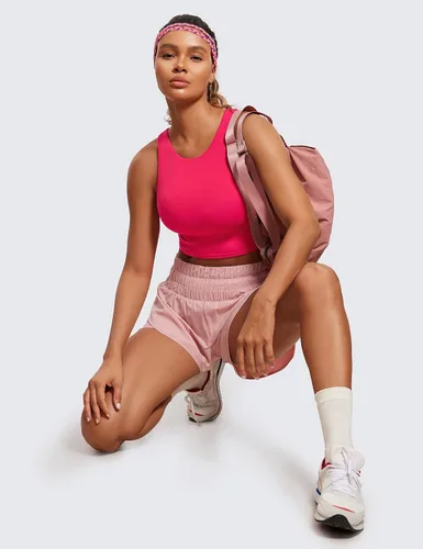Miniatura 3 de CRZ YOGA - Butterluxe - Brasier deportivo con espalda cruzada y escote alto - Camiseta de entrenamiento sin mangas con brasier con relleno