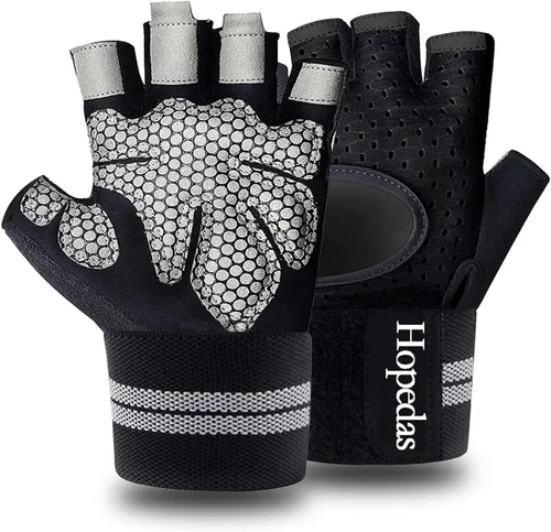 Workout Gloves Weight Lifting Gloves Palm Support Protection for Men Women, Exercise Gloves Sports for Training, Fitness, Gym, Muñequera negra
