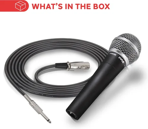 Miniatura 7 de Pyle Micrófono dinámico profesional, paquete de 4 micrófonos de mano unidireccionales con filtro pop integrado, salida de señal alta, cable de audio