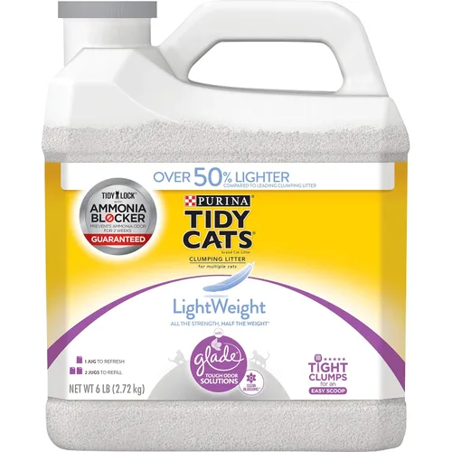 Purina Tidy Cats Arena para gatos liviana, bajo polvo, aglomerante, LightWeight Glade Clean Blossoms arena para múltiples gatos - envase de 6 lb
