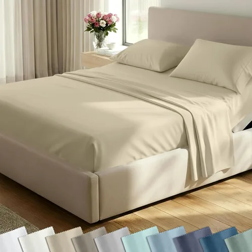 Miniatura 21 de CALIFORNIA DESIGN DEN - Juego de sábanas tamaño individual XL, satén de 400 hilos, sábanas de algodón 100% natural, con esquinas profundas, frescas