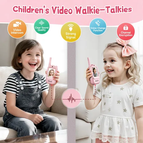 Miniatura 3 de Walkie Talkies de video para niños, paquete de 2 intercomunicadores de video recargables para niños, juguetes para interiores y exteriores