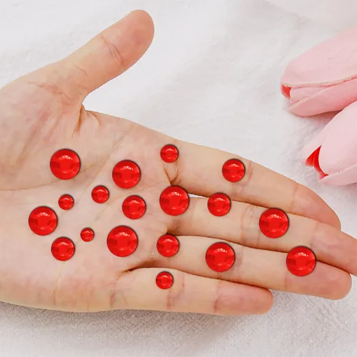 Miniatura 5 de 3090 calcomanías de diamantes de imitación autoadhesivas rojas para el cabello, joyas para los ojos, calcomanías con purpurina para el cuerpo, rojo
