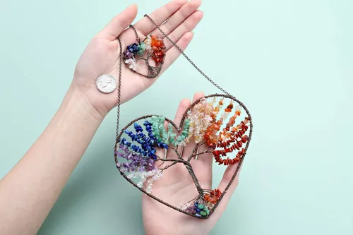 Miniatura 4 de PESOENTH Árbol de la vida de cristal de chakras para colgar en la pared, regalos para mujeres, bohemios 7 cristales curativos de chakras, piedras