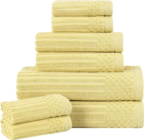 Miniatura 122 de Superior Juego de 6 toallas de algodón sólido y acanalado, toallas de cara de 13 x 13 pulgadas, toallas de mano de 16 x 28 pulgadas, toallas de baño