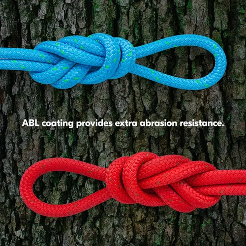 Miniatura 5 de Cuerda de toro arborista de poliéster de doble trenza de 1/2" (12 mm), revestimiento azul neón, 150 pies