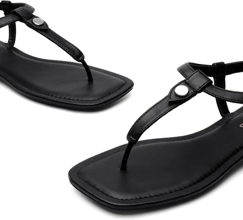 Miniatura 4 de DREAM PAIRS Women's SDFS2301W T-Strap Thong Flat Sandals with Cute Square Toe Strappy for Summer