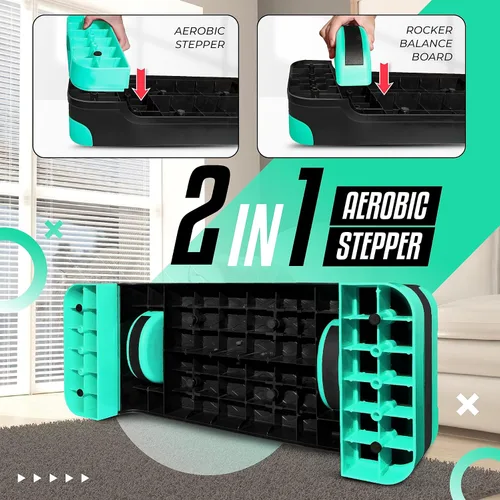 Miniatura 4 de Yes4All Plataforma de Step Aeróbico Ajustable 2 en 1 Stepper para Ejercicios de Fitness con Patas de Tabla de Equilibrio Basculante para A. Neo Verde