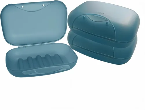 Soporte de jabón de viaje, barra, jabonera, ducha, caja de almacenamiento de jabón para baño, camping, gimnasio, Vonpri (azul, paquete de 3)