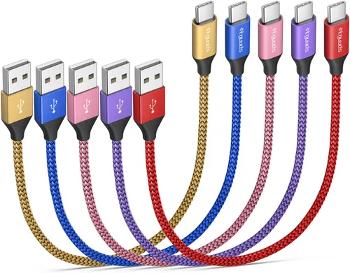 etguuds Cable USB C corto de 1 pie, paquete de 5 cables de carga USB a USB C, cable de carga rápida tipo C para iPhone 17 16 15 Pro Max Plus 17 Air