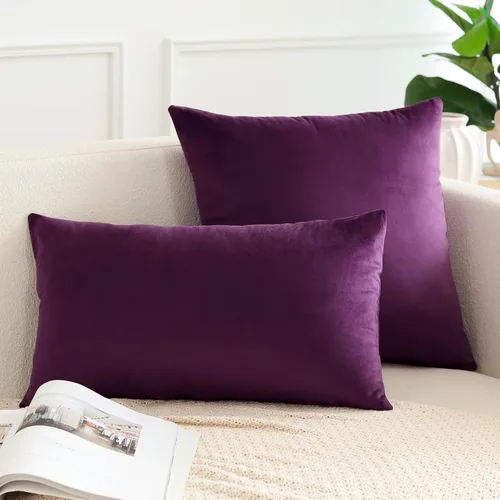 Miniatura 3 de OTOSTAR Fundas de Almohada Decorativas de Terciopelo Suave 24 x 24 Pulgadas Fundas de Cojín Cuadradas Sólidas Decoración del Hogar Fundas