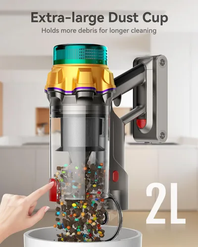 Miniatura 4 de Aspiradora Inalámbrica, 50KPA 65Min Taza de Polvo XL Aspiradoras para el Hogar, Aspiradora de Palo con Cepillo Anti-Enredos, Pantalla LED
