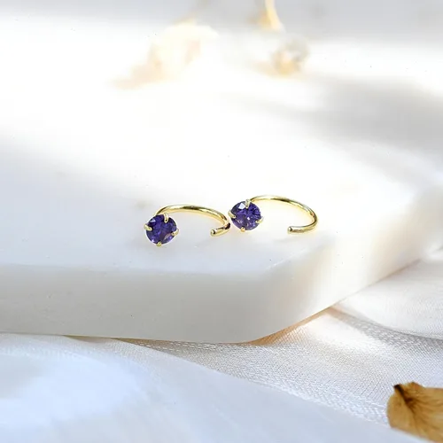 Miniatura 54 de Aretes pequeños de plata de ley 925 para mujer
