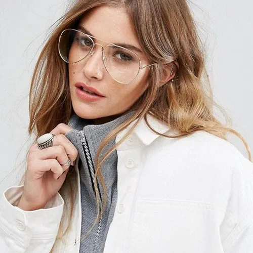Miniatura 6 de JOVAKIT Lentes de aviador transparentes para mujeres y hombres, lentes sin receta, lentes de bloqueo de luz azul, marco de metal