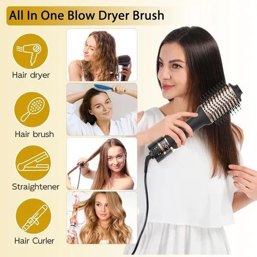 Miniatura 2 de Nicebay Cepillo secador de pelo, cepillo secador de pelo para mujer, estilo rápido, cepillo de soplado de un solo paso con pantalla