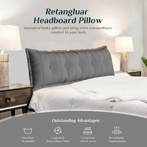 Miniatura 3 de VERCART Almohada grande para cabecero, almohadas de sofá cama, almohada de lectura, almohada de cabecera de cama, almohada de apoyo de Gris