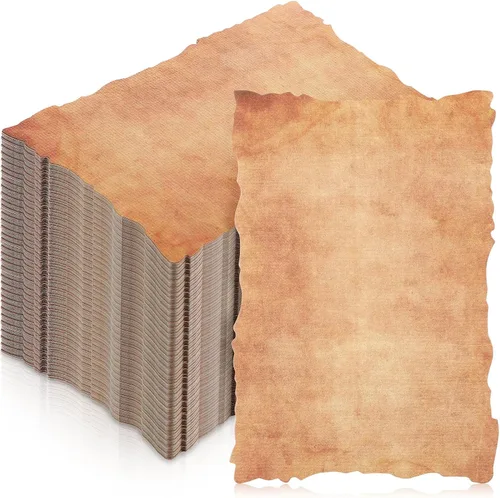Miniatura 13 de Harloon 100 piezas de papel de acuarela de algodón vintage de aspecto antiguo, cartulina en blanco de 200 GSM grueso con borde deckle anticuado