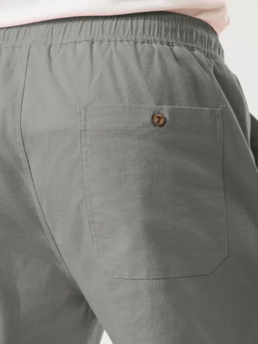 Miniatura 7 de Comdecevis Pantalones cortos de lino y algodón elástico para hombre, de 7 pulgadas, casuales, ligeros, para verano, playa, con cintura elástica
