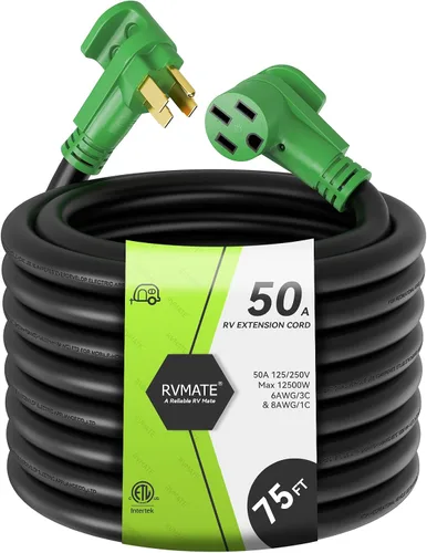 Miniatura 16 de RVMATE Cable de extensión de alimentación con cerradura para RV/generador de 50 amperios y 15 pies, mango de fácil enchufe, 14-50P a SS 2-50R