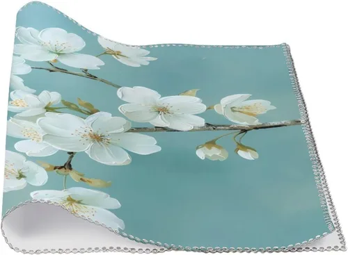 Miniatura 3 de Cherry Flower Branch Placemats Set of 6 Resistant Table Mats Washable Place Mats for Dinner Party Table Decoration