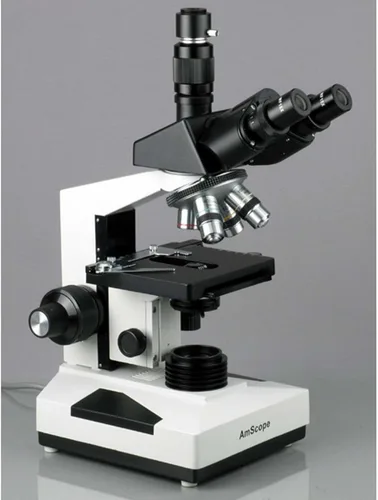 Miniatura 3 de AmScope Microscopio trinocular compuesto T490A-PCS, oculares WF10x y WF16x, aumento 40X-1600X, campo brillante, iluminación halógena, condensador