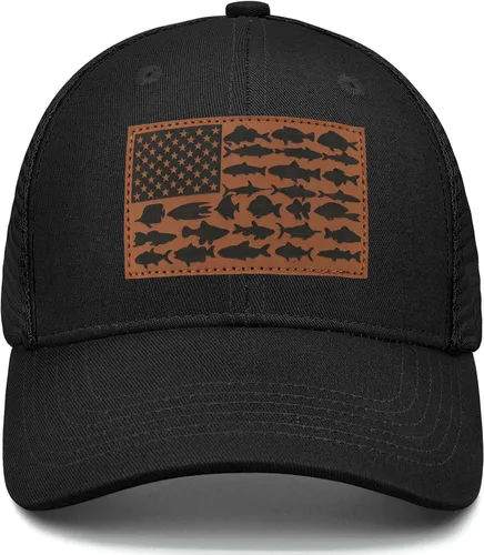 Miniatura 2 de Thy Thou Gorra de béisbol bordada con bandera de pez estadounidense para hombre, gorra de béisbol bordada de malla ajustable para regalo