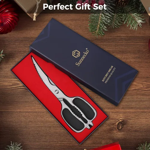 Miniatura 8 de Sunnecko Tijeras de cocina para alimentos, tijeras de alta resistencia, tijeras de cocina multiusos que se separan, acero inoxidable totalmente