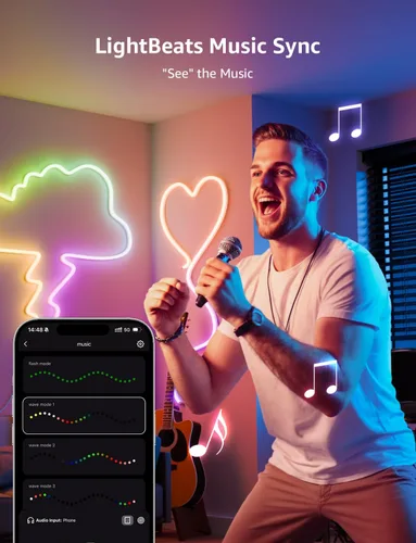 Miniatura 8 de Lepro N1 AI - Cuerda de luces RGB inteligentes para Navidad, diseñador de iluminación AI personalizado, sincronización de música LightBeats