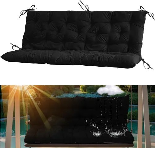Miniatura 20 de Cojín para columpio de 2-3 plazas, cojines para exteriores con respaldo grueso de 4 pulgadas, almohadilla antidecoloración impermeable para jardín