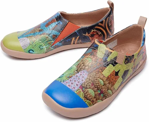 Miniatura 4 de UIN - Tenis de arte floral de moda, zapatos de lona pintada, sin cordones y de viaje para mujer
