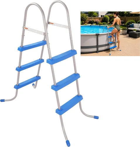 KUAFU - Escalera para piscina de 36 pulgadas sobre el suelo, 52 pulgadas de alto con 3 de plástico | Escalones extraíbles Antideslizante Heavy Duty
