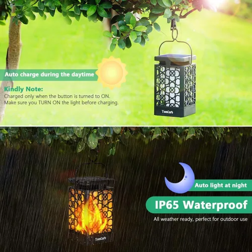 Miniatura 5 de TomCare Luces solares mejoradas, linterna solar parpadeante, linterna colgante al aire libre, iluminación decorativa, alimentada por energía solar