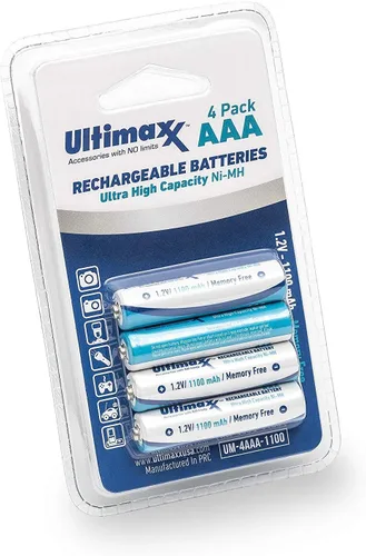 Miniatura 5 de Ultimaxx Cargador con baterías, cargador de batería de 8 puertos y 2 pilas AAA de 1100 mAh (4 piezas) sin memoria, recargable, Ni-MH