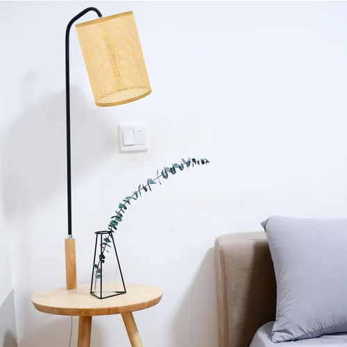 Miniatura 9 de DOITOOL Pantalla de lámpara de ratán rústico de 8.07 x 5.51 x 5.51 pulgadas, cubierta de luz tejida para lámparas de mesa y pie E27, iluminación