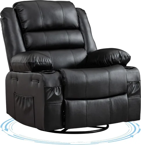 Miniatura 12 de Rocking Recliner Chair for Adults Linen Wide Upholstered Glider Recliner with Cup Holder Deep Seat Single Sofa Rocker Chair for Nursery Living Room