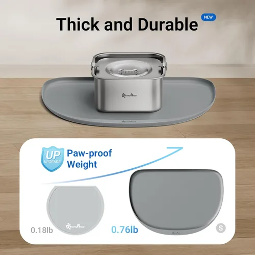 Miniatura 8 de DownyPaws Tapetes de Comida para Gatos para Pisos Impermeables, Tapete de Alimentación para Mascotas de Silicona Libre de BPA, Tapete Antideslizante