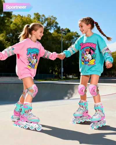 Miniatura 2 de Sportneer Patines en línea ajustables de 4 tamaños para niñas, patines en línea para niños, talla 12C-9 con ruedas iluminadas, patín