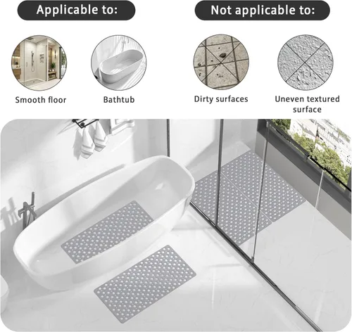 Miniatura 9 de XIYUNTE Alfombra de Baño para Bañera Antideslizante Alfombra de Ducha - 28" x 15" Alfombra de Bañera TPE Suave Antideslizante Alfombras de Ducha