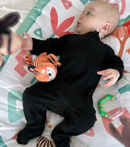 Miniatura 7 de Aablexema Pijama con cremallera para bebé, rayón de bambú, 3 piezas, unisex, con manopla, manga larga, pies
