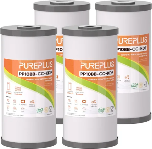 Miniatura 10 de PUREPLUS Cartucho de repuesto para filtro de agua de carbono y sedimentos FXHTC para toda la casa, de 5 micrones, de 10 x 4.5 pulgadas