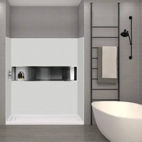 Miniatura 2 de Transolid SWK603672-21 SaraMar - Kit de pared de ducha de 3 piezas, 36 x 60 x 72 pulgadas, color blanco