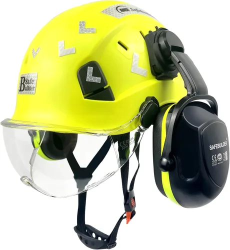 Miniatura 10 de Casco de Seguridad SAFEBUILDER con Gafas de Protección y Orejeras de Fibra de Carbono ABS para Trabajo en Altura, Cascos Duros para Protección