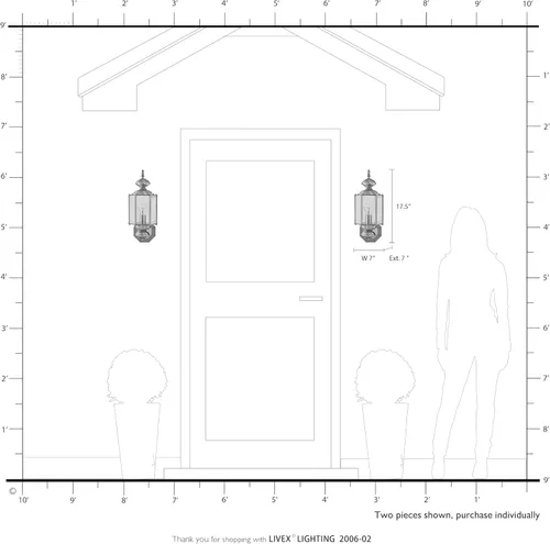 Miniatura 6 de Livex Lighting 2006-02 Basics - Farol de pared para exteriores, 1 luz, latón pulido