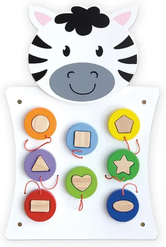 SPARK & WOW Panel de Pared de Actividad Zebra | Edades 18m+ | Juguete de Pared Sensorial Montessori | Actividad de Formas Anidadas | Tablero Ocupado