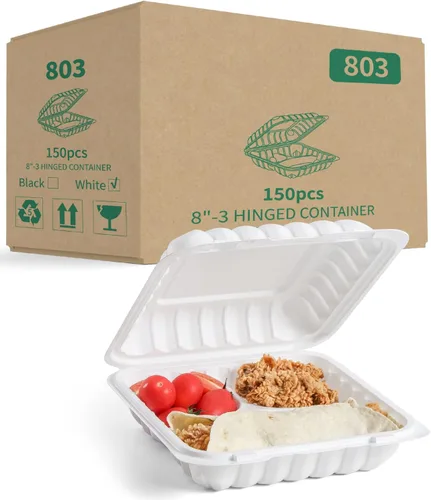 Miniatura 17 de YANGRUI Contenedores para Alimentos de 9 x 6 pulgadas, 28 onzas, paquete de 50 unidades – Envuelto en Plástico PP Relleno de Minerales Libre de BPA