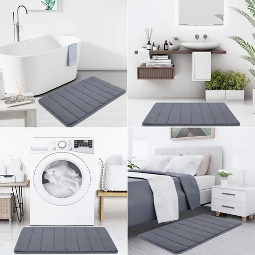 Miniatura 7 de Buganda Tapete de baño de espuma viscoelástica, 47 x 17 pulgadas, ultra suave y antideslizante, absorbente de agua y lavable a máquina, tapete