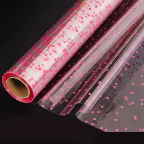 Miniatura 9 de CMFYHM Rollo de Envoltorio de Celofán Transparente (34" x 120 Pies) 3Mil Celofán de Lunares Rojos, Rollo de Envoltorio de Celofán para Regalos